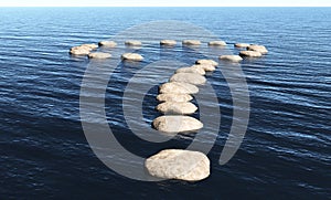 Question mark of stones on the water
