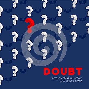 Question mark symbol 3D isometric pattern, Doubt concept poster and banner square design illustration isolated on blue background