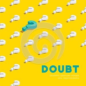 Question mark symbol 3D isometric pattern, Doubt concept poster and banner square design illustration isolated on yellow