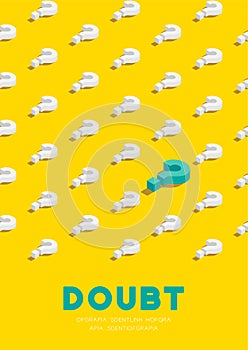 Question mark symbol 3D isometric pattern, Doubt concept poster and banner vertical design illustration isolated on yellow