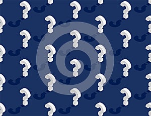 Question mark symbol 3D isometric seamless pattern, Doubt concept poster and banner vertical design illustration isolated on blue