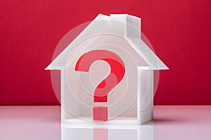 Question Mark Symbol Inside House Model