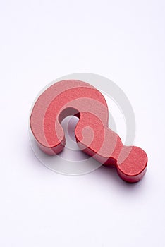 Red color question mark miniature object