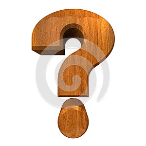Question mark symbol in wood (3d)