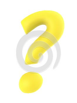 Question mark symbol yellow cartoon font isolated - 3d rendering