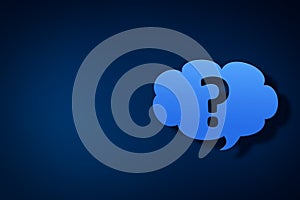 Question mark thought bubble concept on blue background