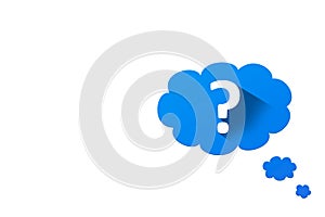 Question mark thought bubble concept on blue background