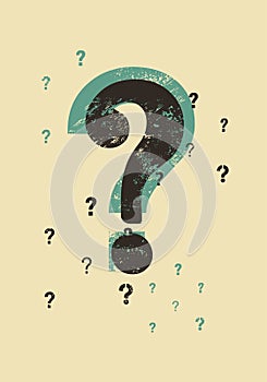 Question mark typographical grunge vintage style poster. Retro vector illustration.