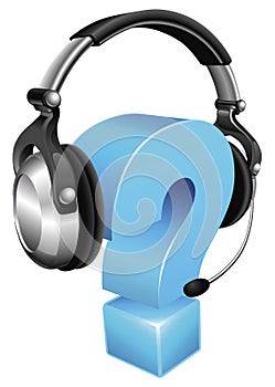 Question mark wearing headset