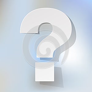 Question Mark white on a light blue bokeh background