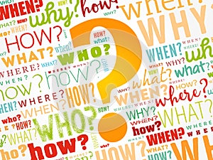 Question mark, word cloud background