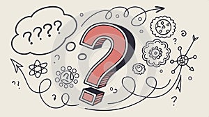 Question marks around head, confusion doubt vector design Generative AI