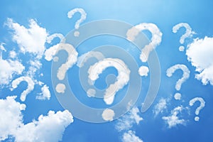 Question marks clouds shaped