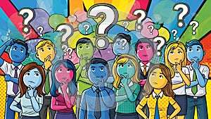 Question Marks Crowd Thinking, Confusion, Problem Solving