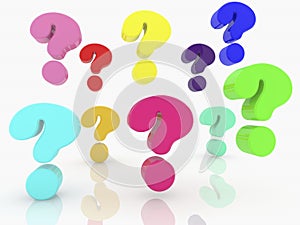 Question marks of different colors