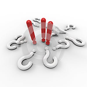 Question marks and exclamation mark