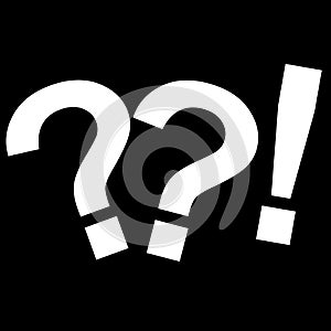 Question marks and exclamation mark