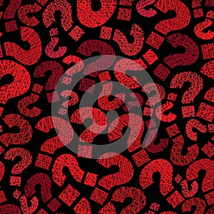 Question marks seamless pattern, vector, hand drawn