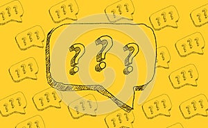 Question marks in speech bubbles