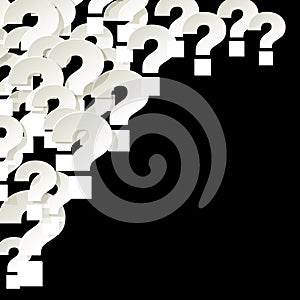 Question Marks white in the corner on a black background