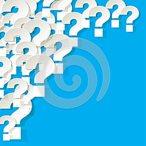 Question Marks white in the corner on blue background