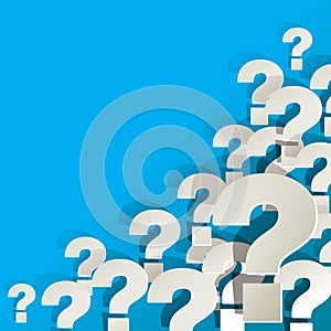 Question Marks white in the corner on a blue background