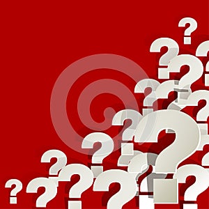 Question Marks white in the corner on a red background