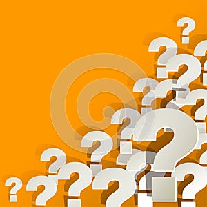 Question Marks white in the corner on a yellow background