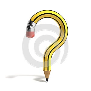 Question markshape pencil 3d rendering