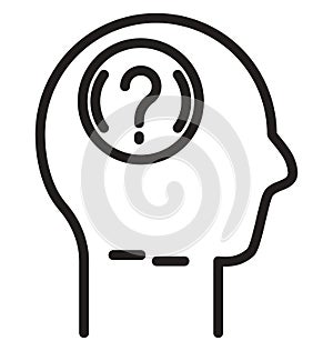 Question, mind line isolated vector icon can be easily modified and edit
