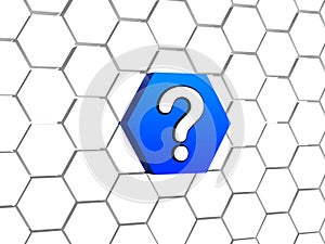 Question sign in blue hexagon