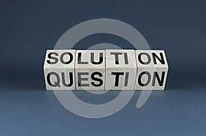 Question - Solution. The cubes form the words Question - Solution