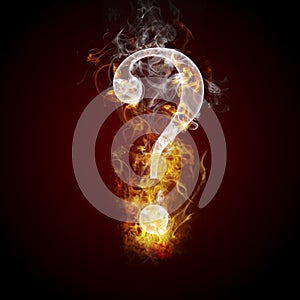 Question symbol burning, fire