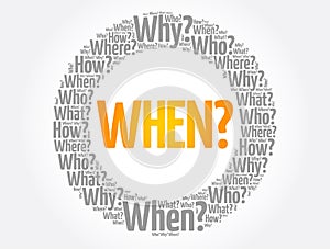WHEN? Question word cloud background