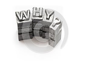 Question word, who, what, when, where, why, letterpress,