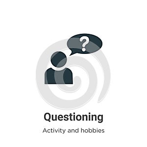 Questioning vector icon on white background. Flat vector questioning icon symbol sign from modern activity and hobbies collection
