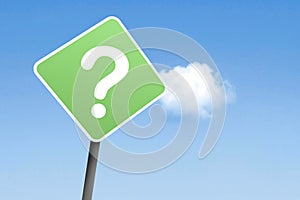 Questionmark on sign