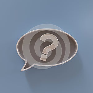 Questionmark in a speech bubble. Ask a question concept. 3d