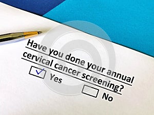 Questionnaire about annual checkup photo