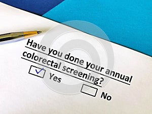 Questionnaire about annual checkup photo