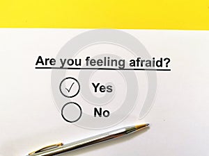 Questionnaire about anxiety