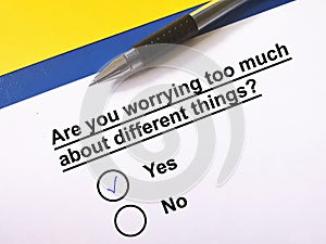 Questionnaire about anxiety