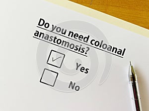 Questionnaire about bowel issues