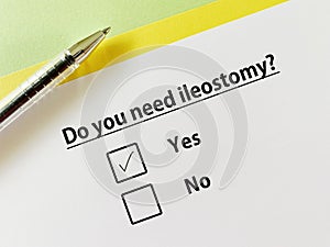 Questionnaire about bowel issues