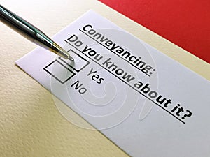 Questionnaire about conveyancing
