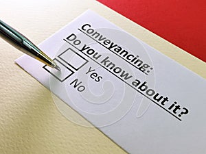 Questionnaire about conveyancing