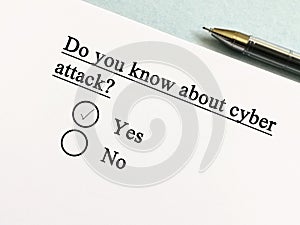 Questionnaire about cyber attack