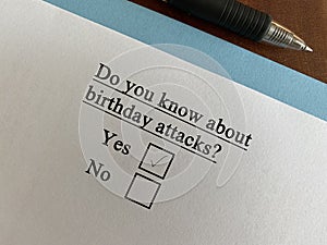 Questionnaire about cyber attack