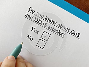 Questionnaire about cyber attack