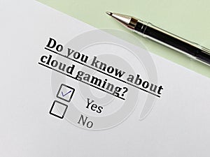 Questionnaire about gaming